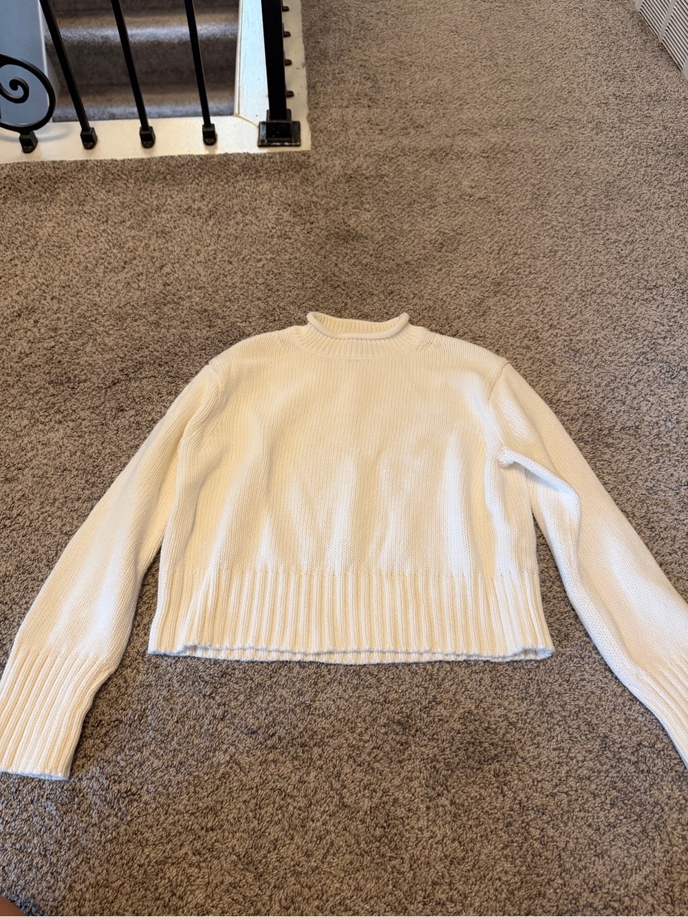 J. Crew Cream Ribbed Mock Neck Sweater